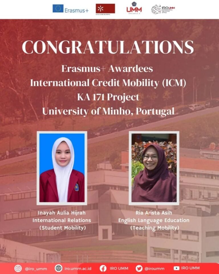 Mahasiswa HI UMM Inayah Aulia Hijrah Raih Beasiswa Erasmus+ ke Portugal
