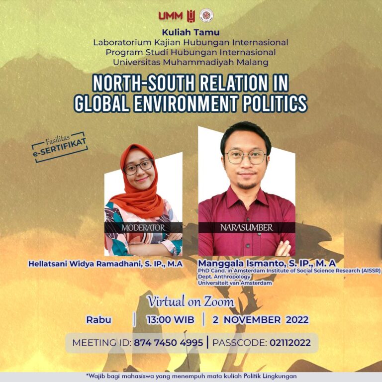 Kuliah Tamu Laboratorium HI: Hubungan Utara-Selatan Dalam Politik Lingkungan Global