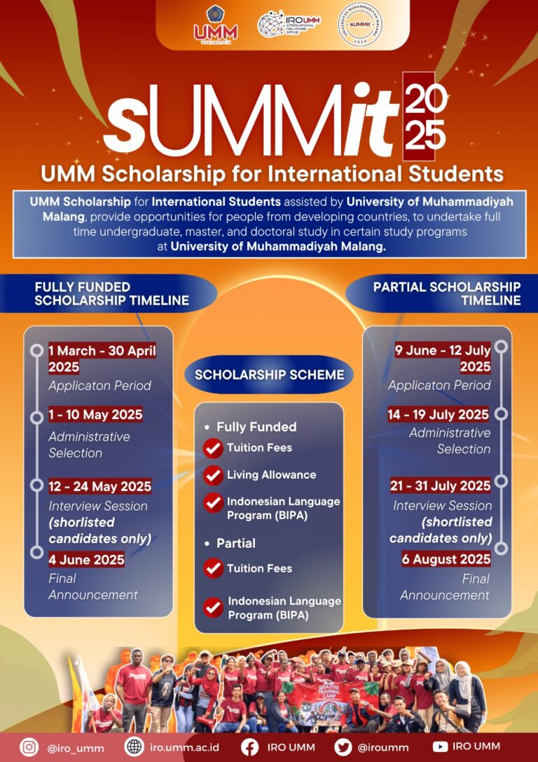 The sUMMit 2025 Scholarship by Universitas Muhammadiyah Malang (UMM)
